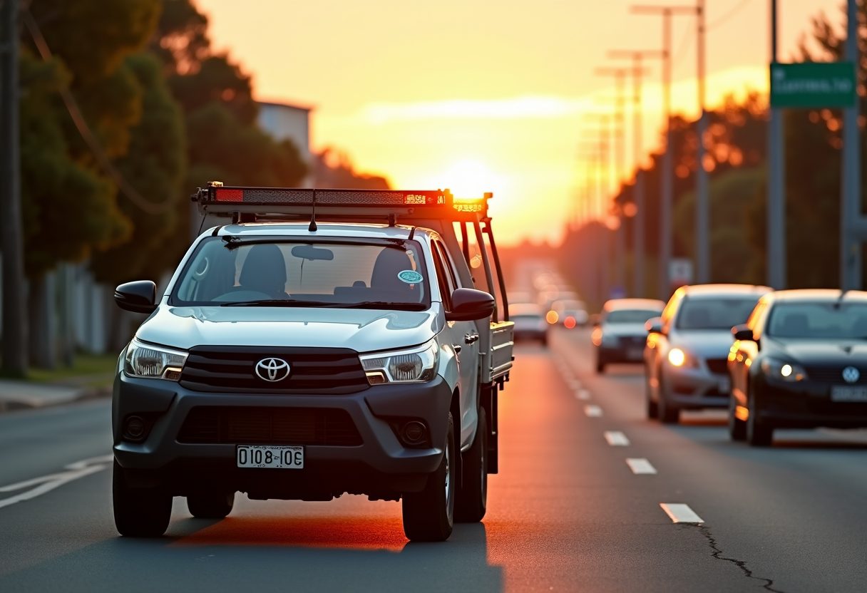 Locksmith ute loaded with tools at sunrise — Annangrove
